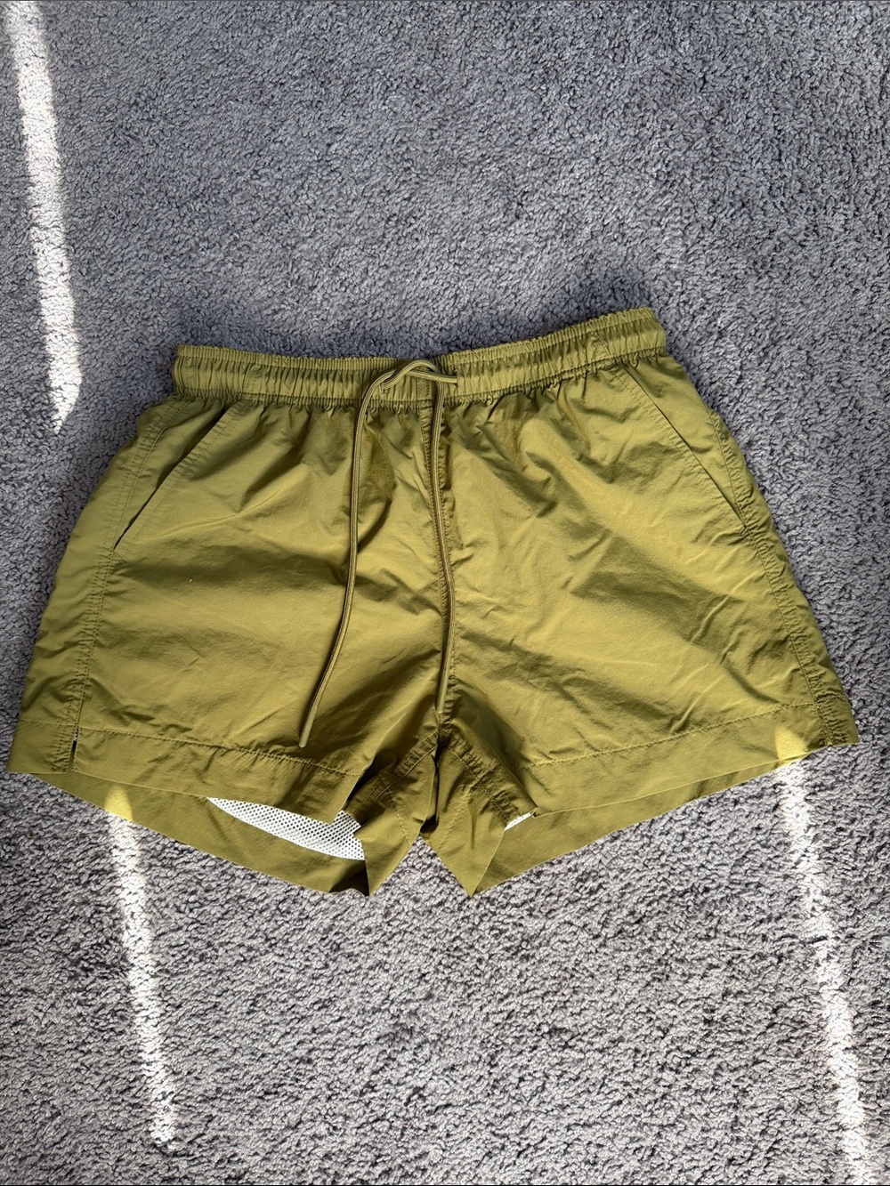 Men's Olive Green Swim Hybrids with Elastic Waist and Drawstring